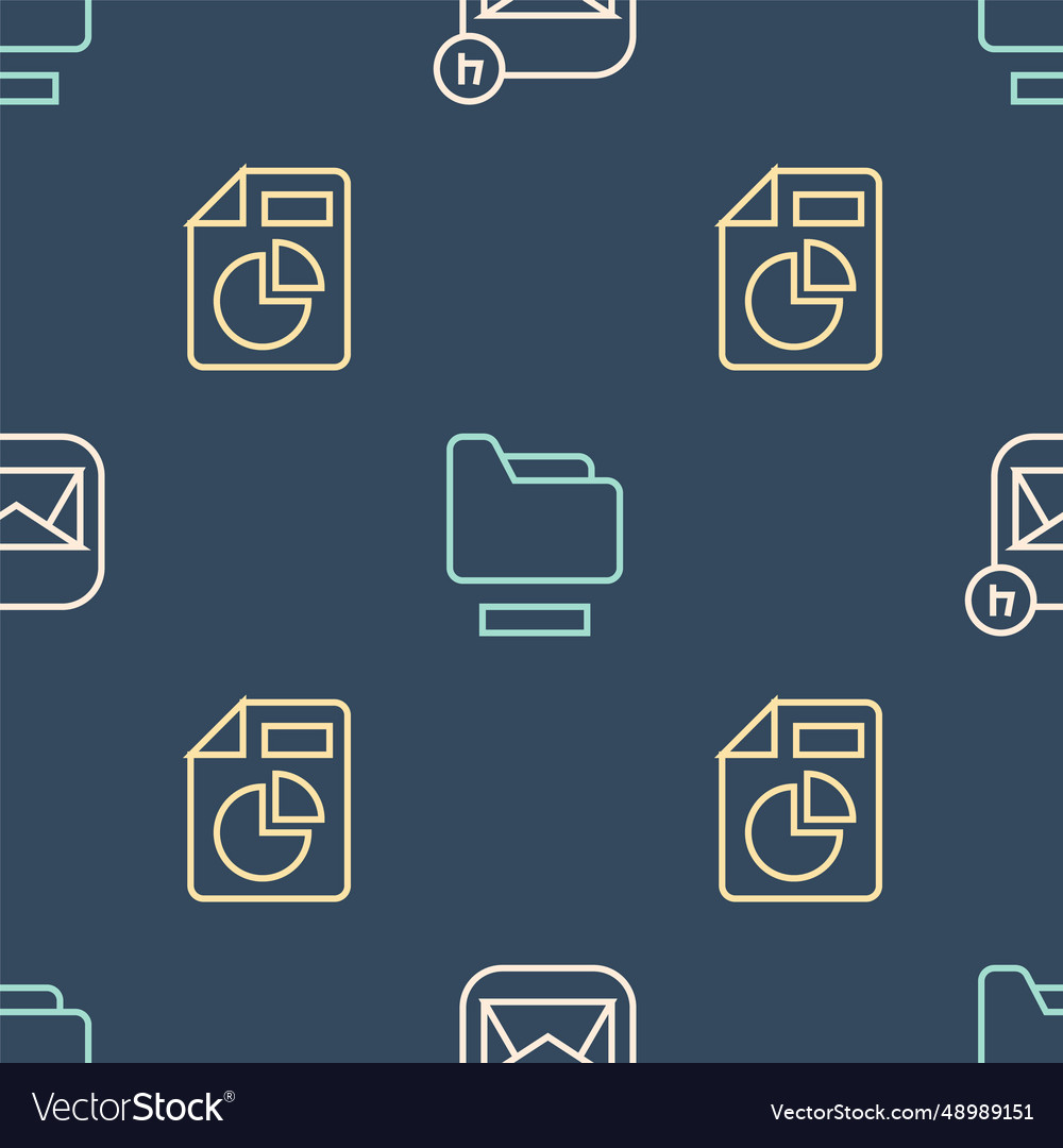 Set line envelope document with graph chart vector image Set line envelope document with graph chart