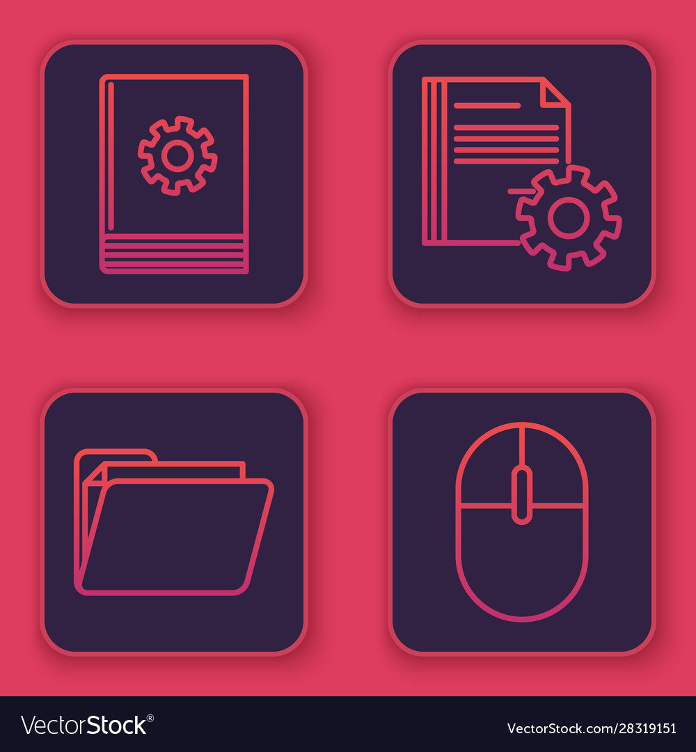 Set line user manual document folder vector image Set line user manual document folder