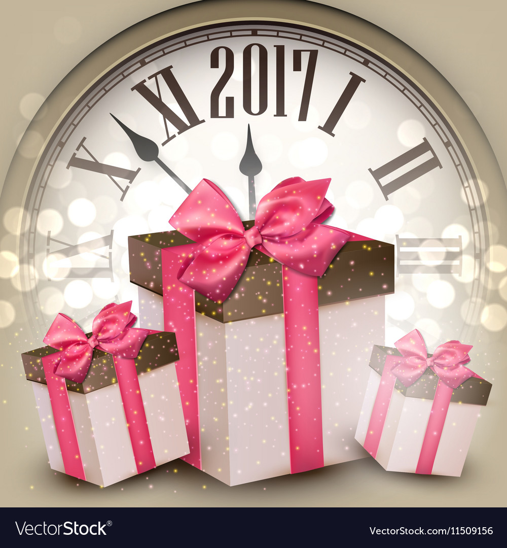 2017 new year background with clock