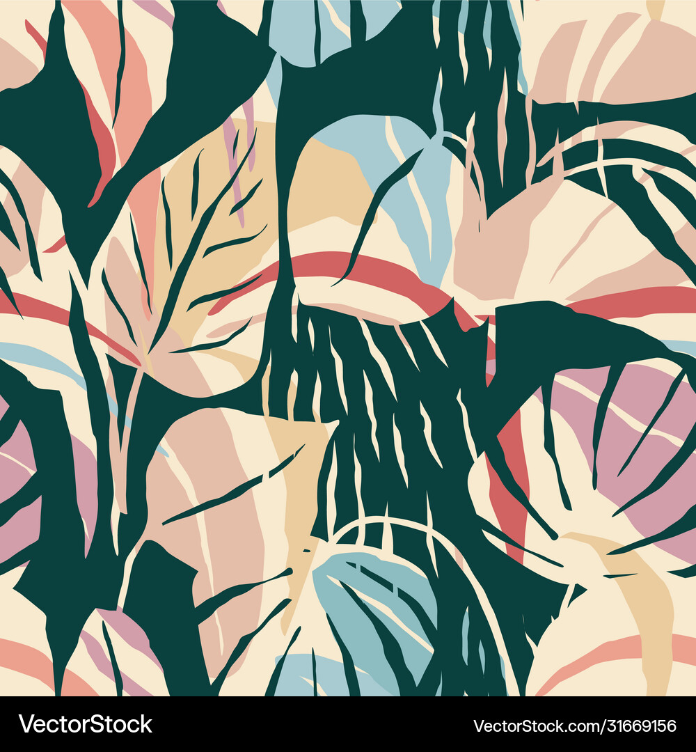 Artistic seamless pattern with abstract leaves Vector Image