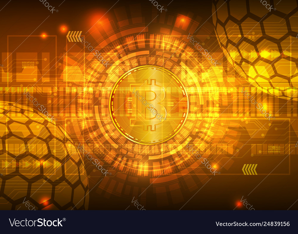 Bitcoin digital currency with circuit abstract vector image Bitcoin digital currency with circuit abstract