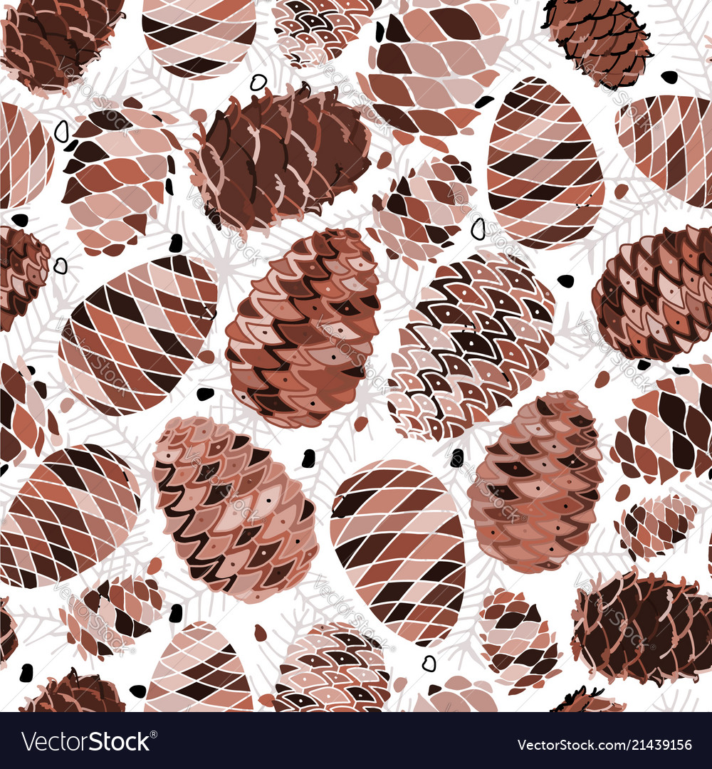 Cedar cones seamless pattern for your design Vector Image Cedar cones seamless pattern for your design