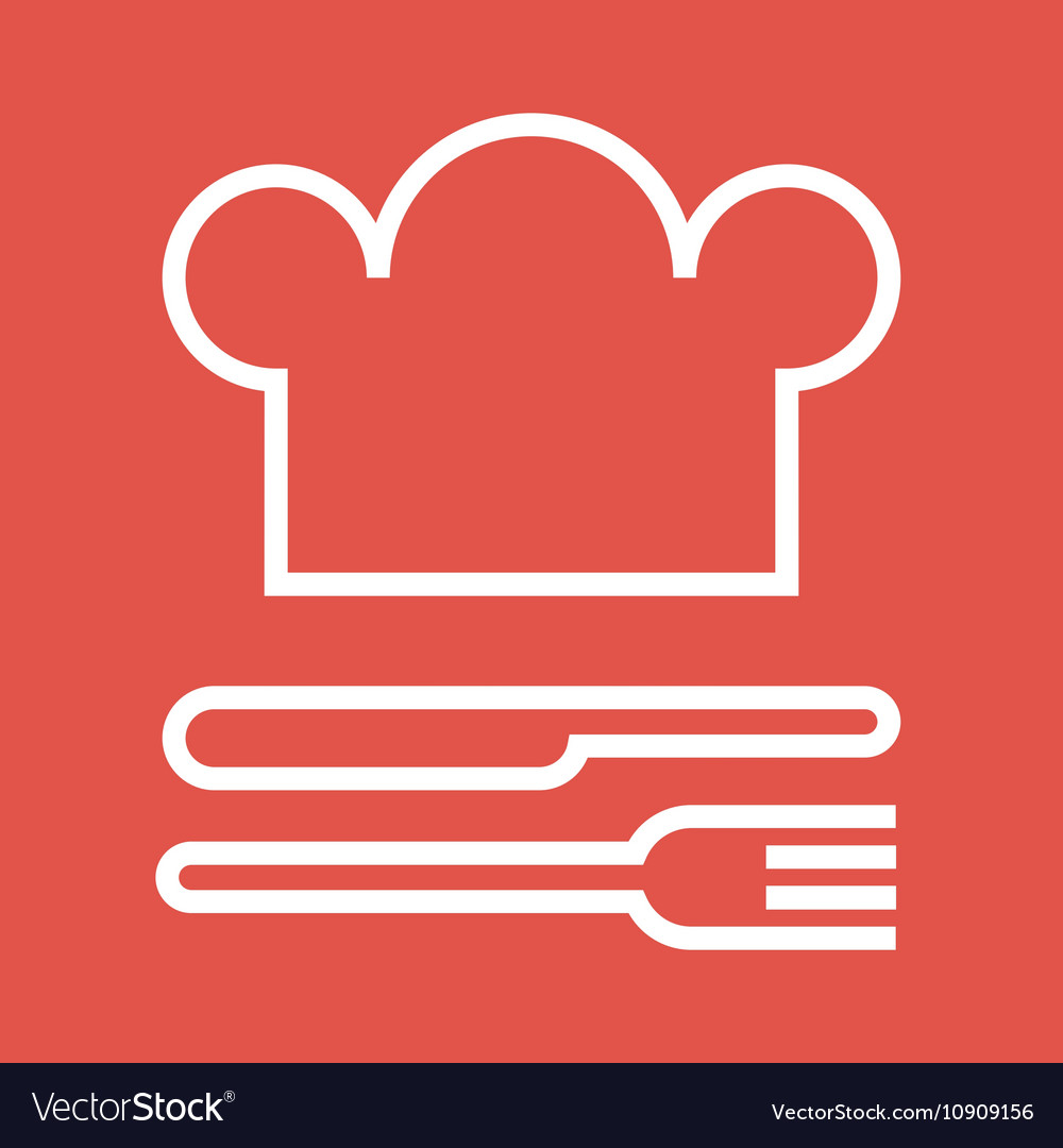 Chef hat fork and knife Royalty Free Vector Image