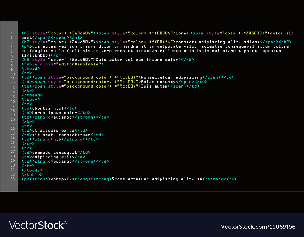 Bunte HTML Code Snippet