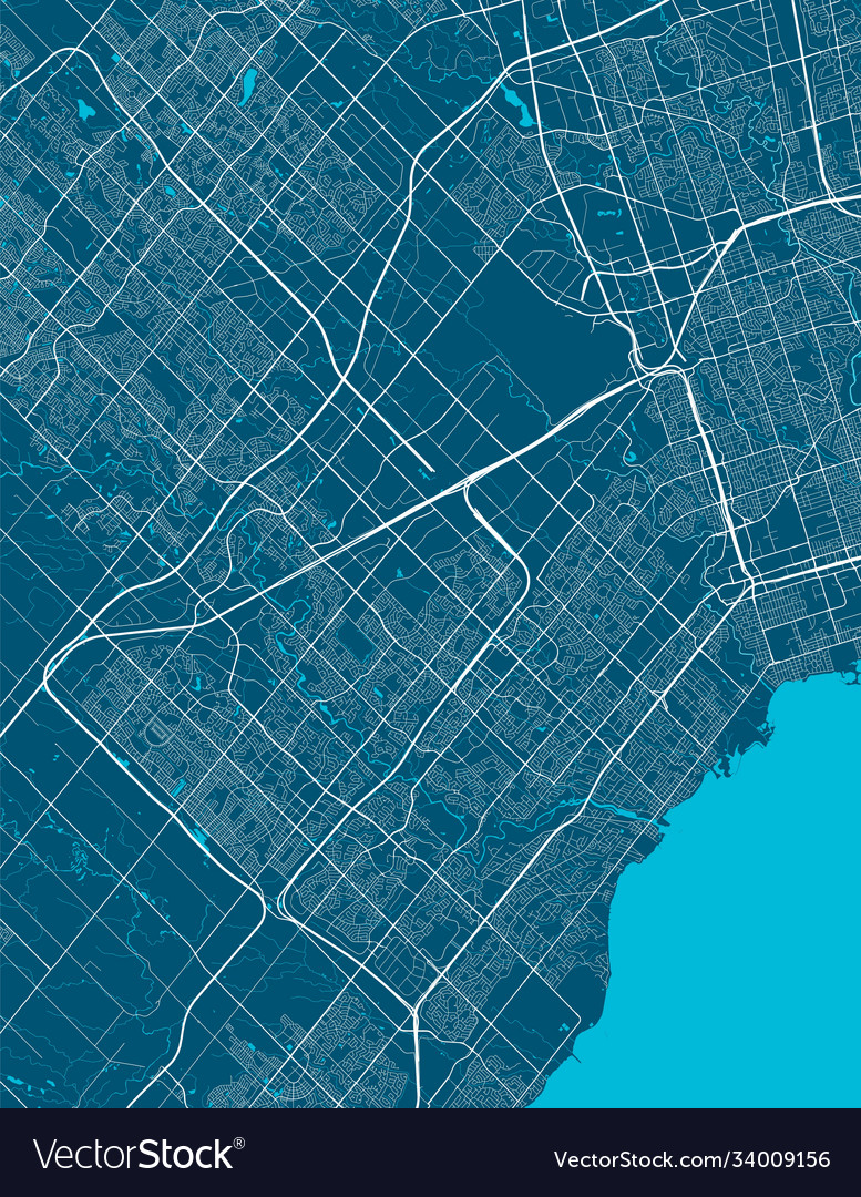 Detaillierte Karte mississauga Stadt linearer Druck