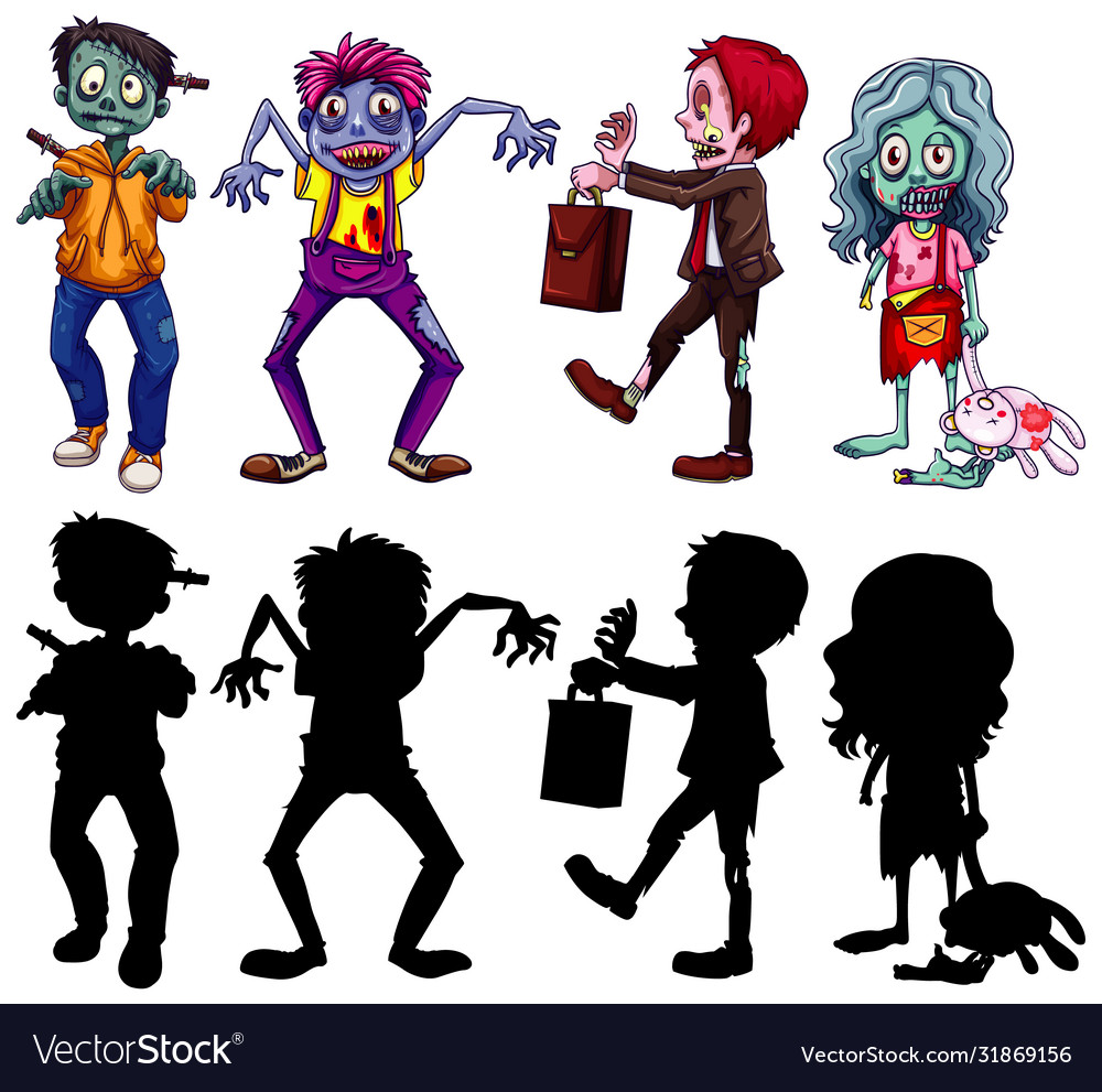 Different character zombies in color Vector Image Different character zombies in color