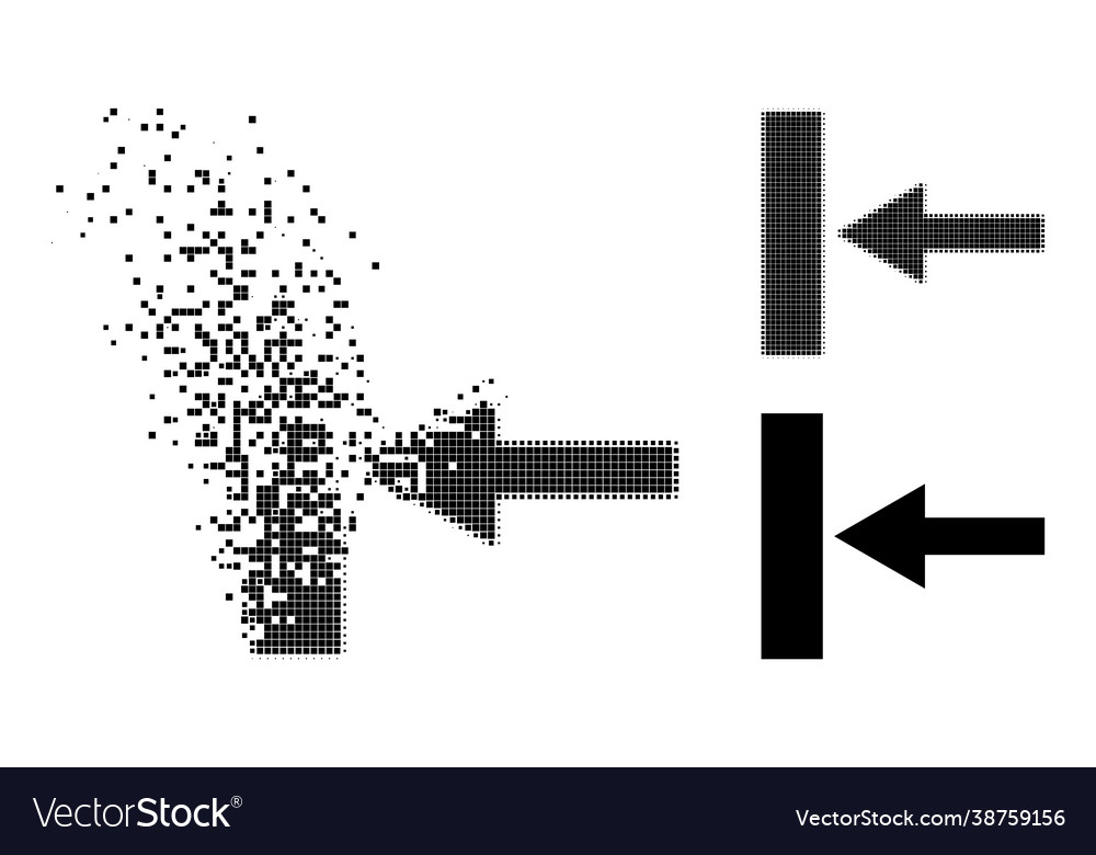 Dissolving and halftone dotted move left icon vector image Dissolving and halftone dotted move left icon