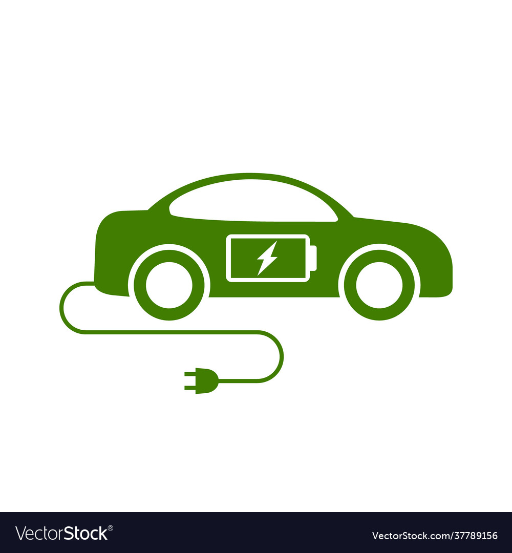 Electric car icon side view eco car Royalty Free Vector