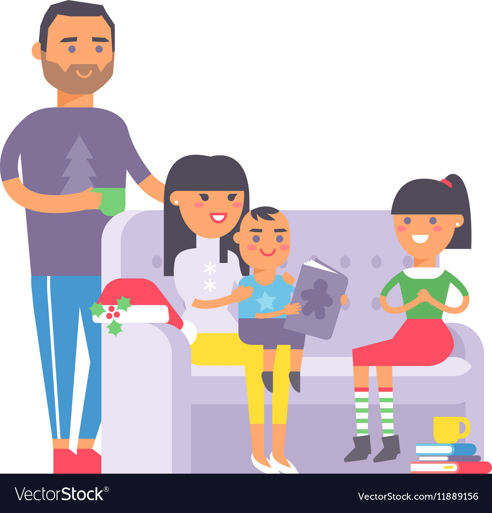 Family on couch