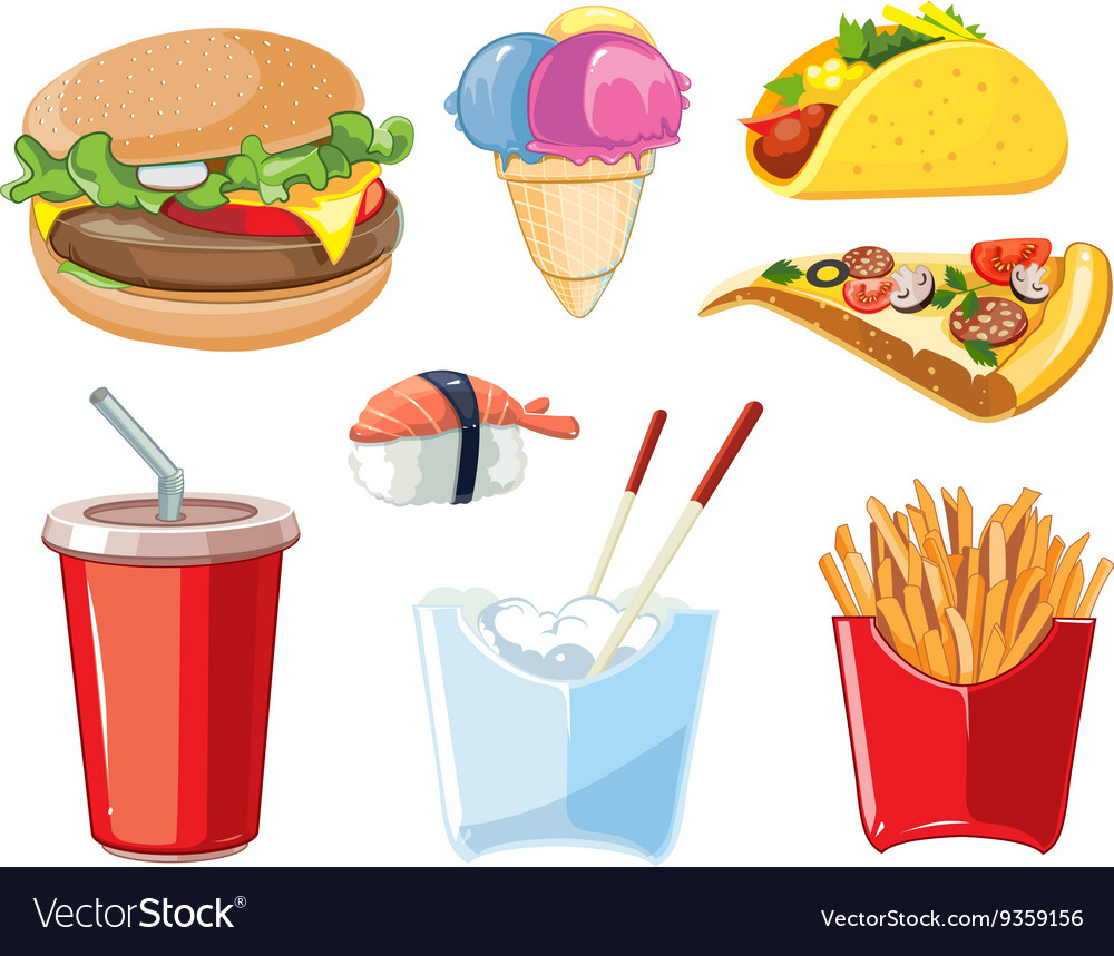 Fast food icon set