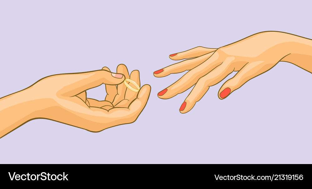 Fiancees Hands With Ring Pop Art Royalty Free Vector Image