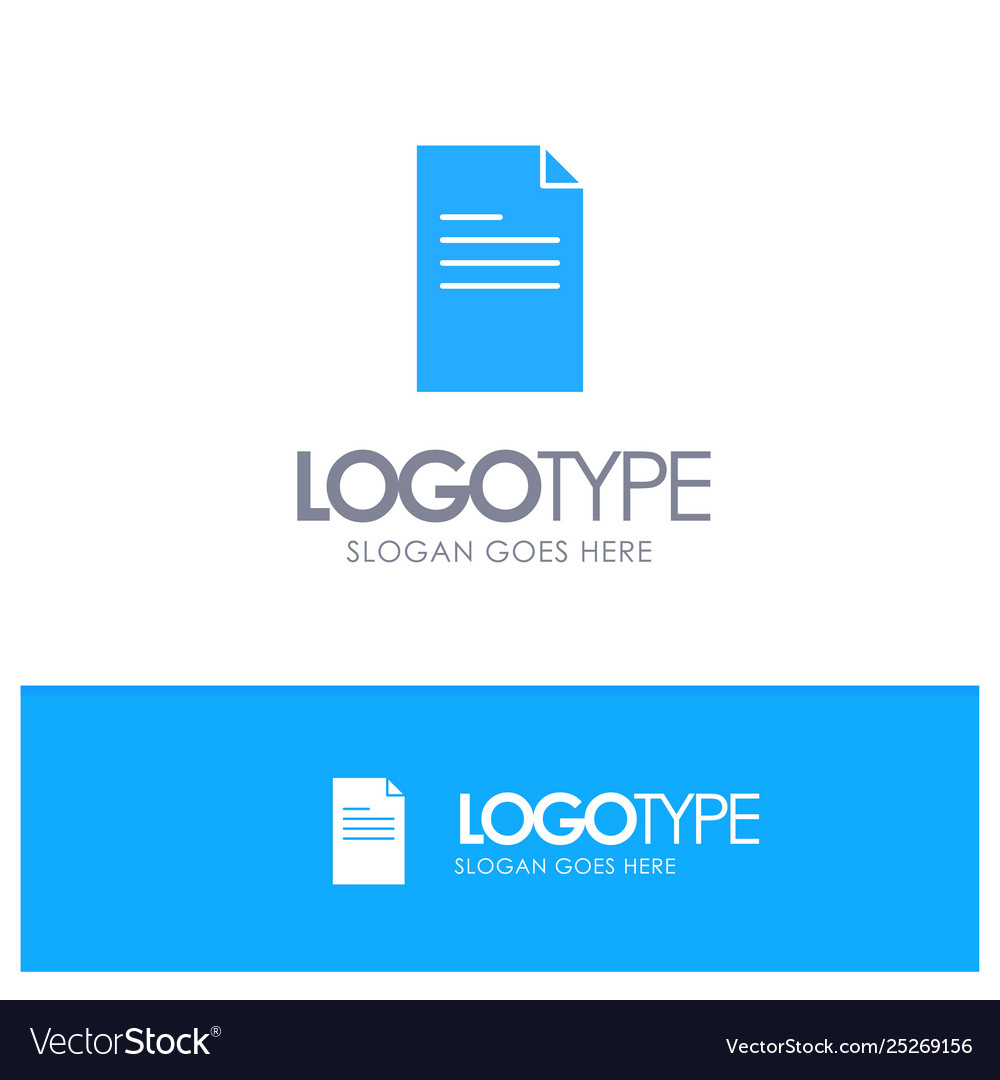 File text data report blue solid logo with place vector image File text data report blue solid logo with place
