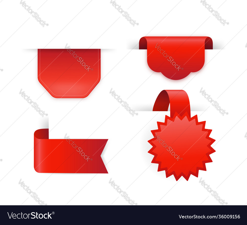 Flat web template with red empty sale ribbon set