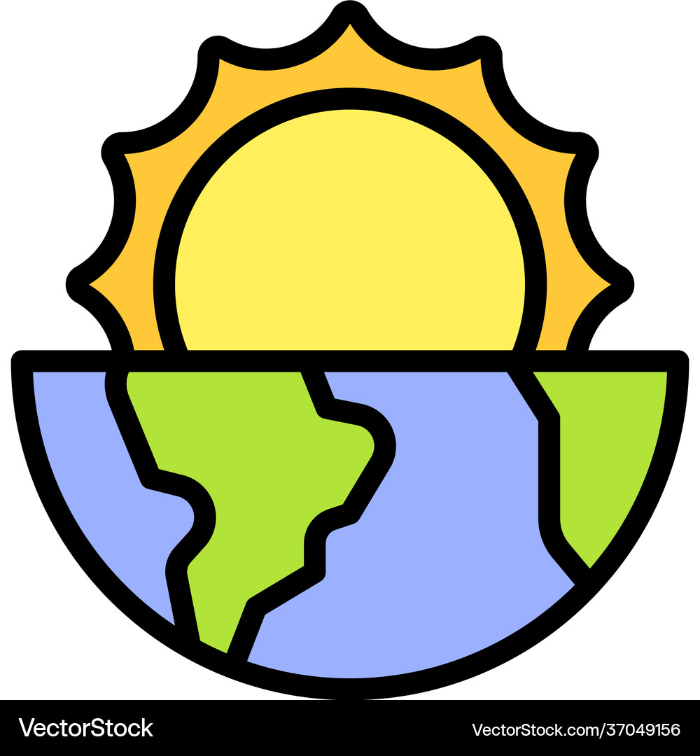 Half earth with sun icon earth day related Vector Image
