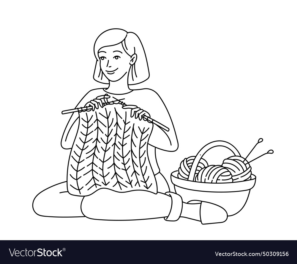 Knitting element linear vector image Knitting element linear