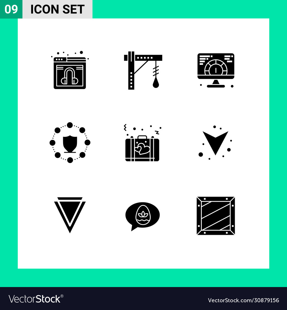 Mobile interface solid glyph set 9 pictograms