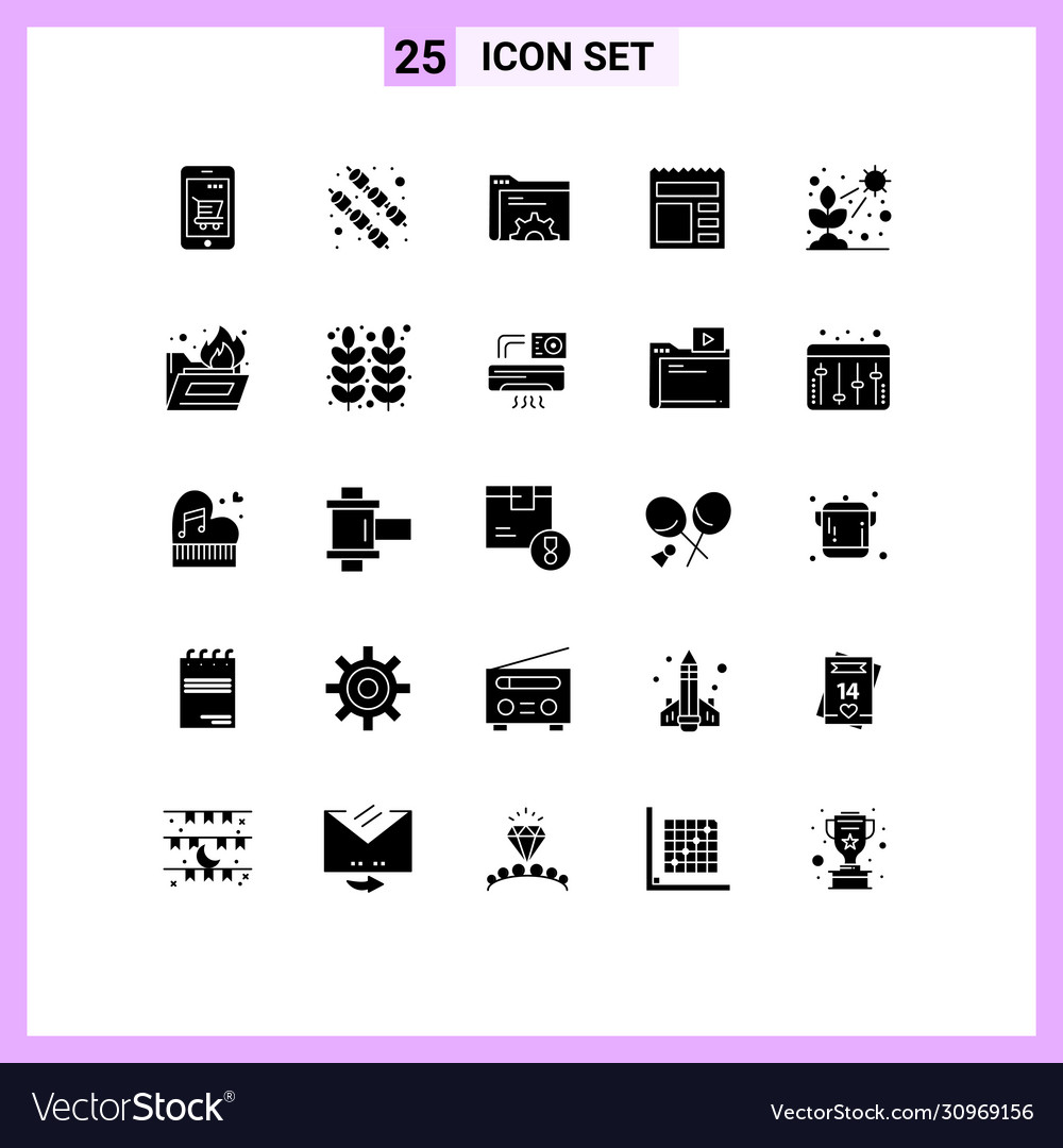 Modern set 25 solid glyphs and symbols