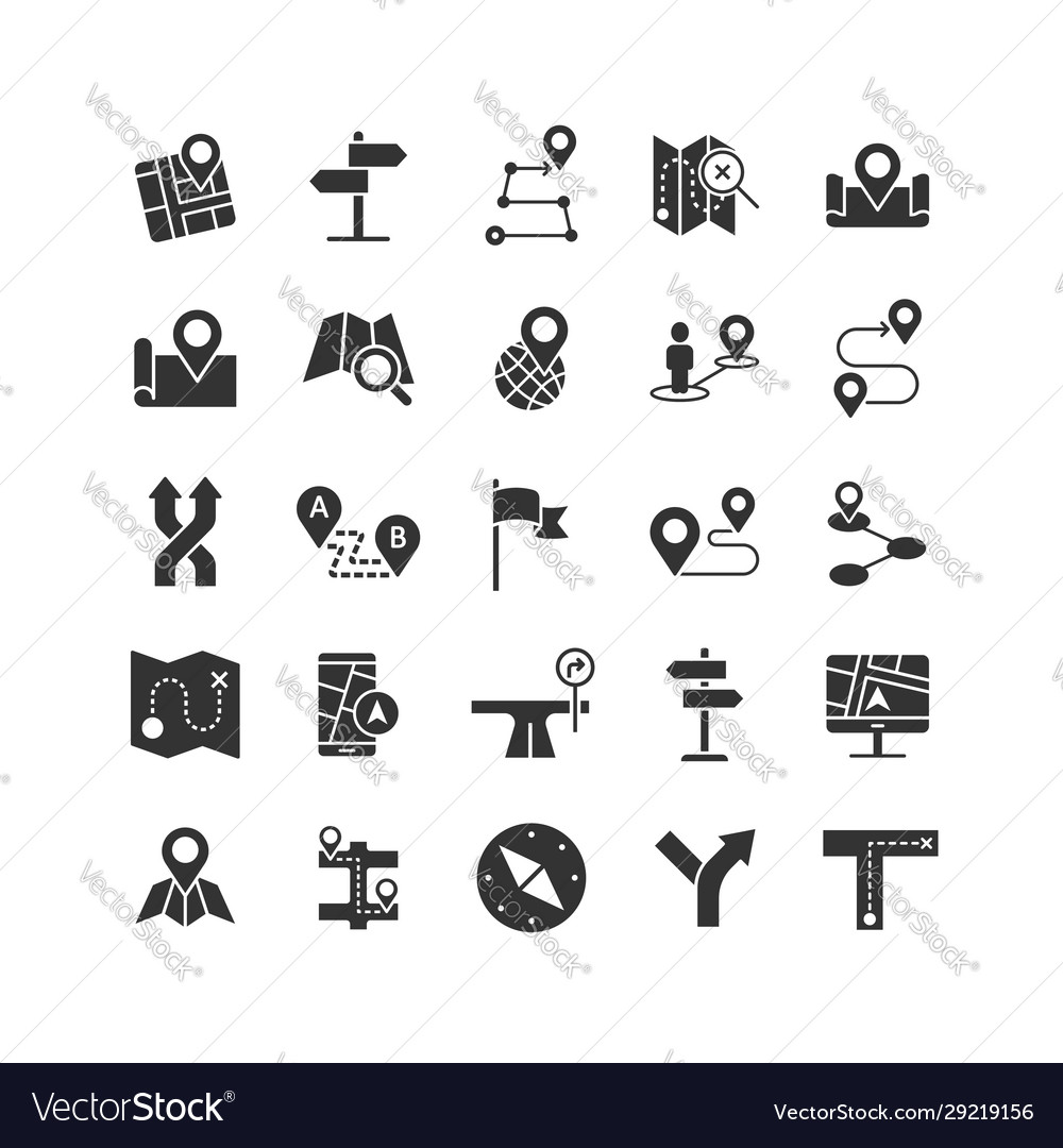 Navigation icon set in flat style gps direction vector image Navigation icon set in flat style gps direction
