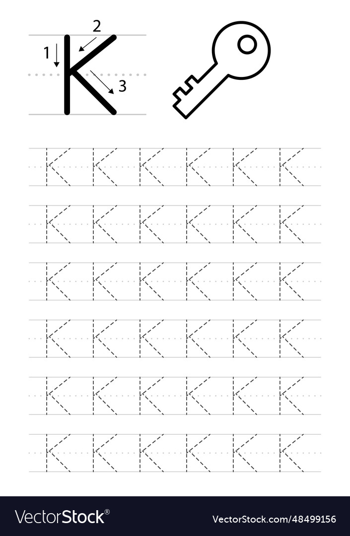 printable-letter-k-alphabet-tracing-worksheet-vector-image for Free Printable Letter K Tracing Worksheets Printable letter k alphabet tracing worksheet Vector Image for Free Printable Letter K Tracing Worksheets