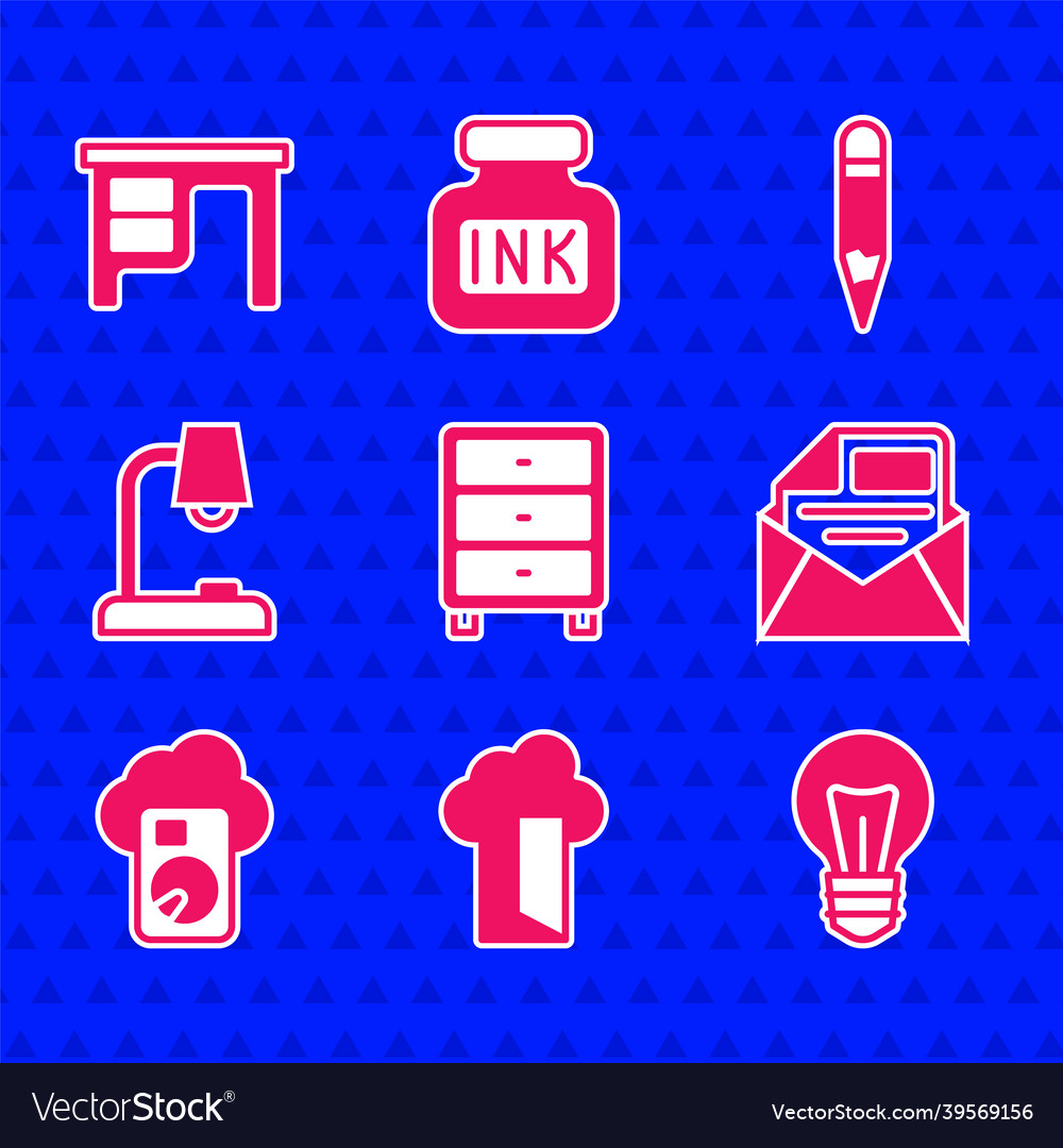 Set archive papers drawer cloud database light vector image Set archive papers drawer cloud database light