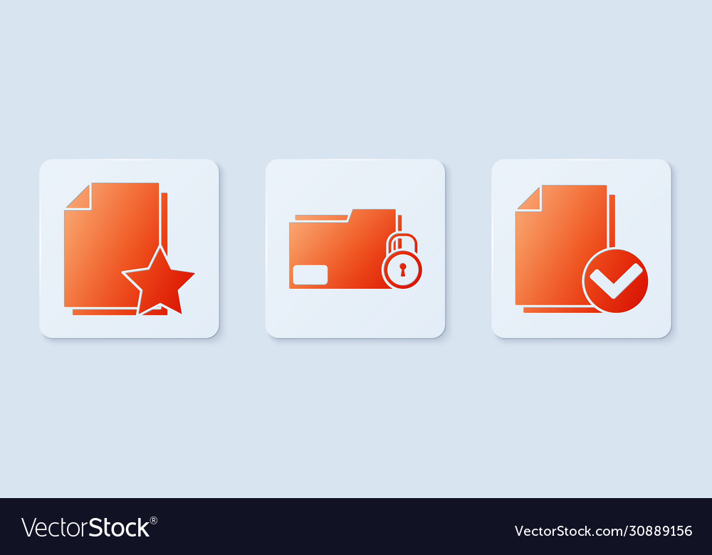 Set folder and lock document with star vector image Set folder and lock document with star