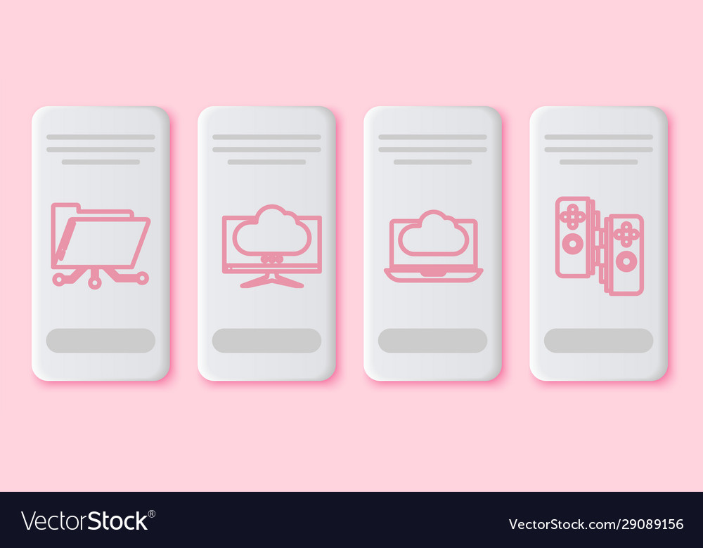 Set line folder and lock computer monitor screen vector image Set line folder and lock computer monitor screen