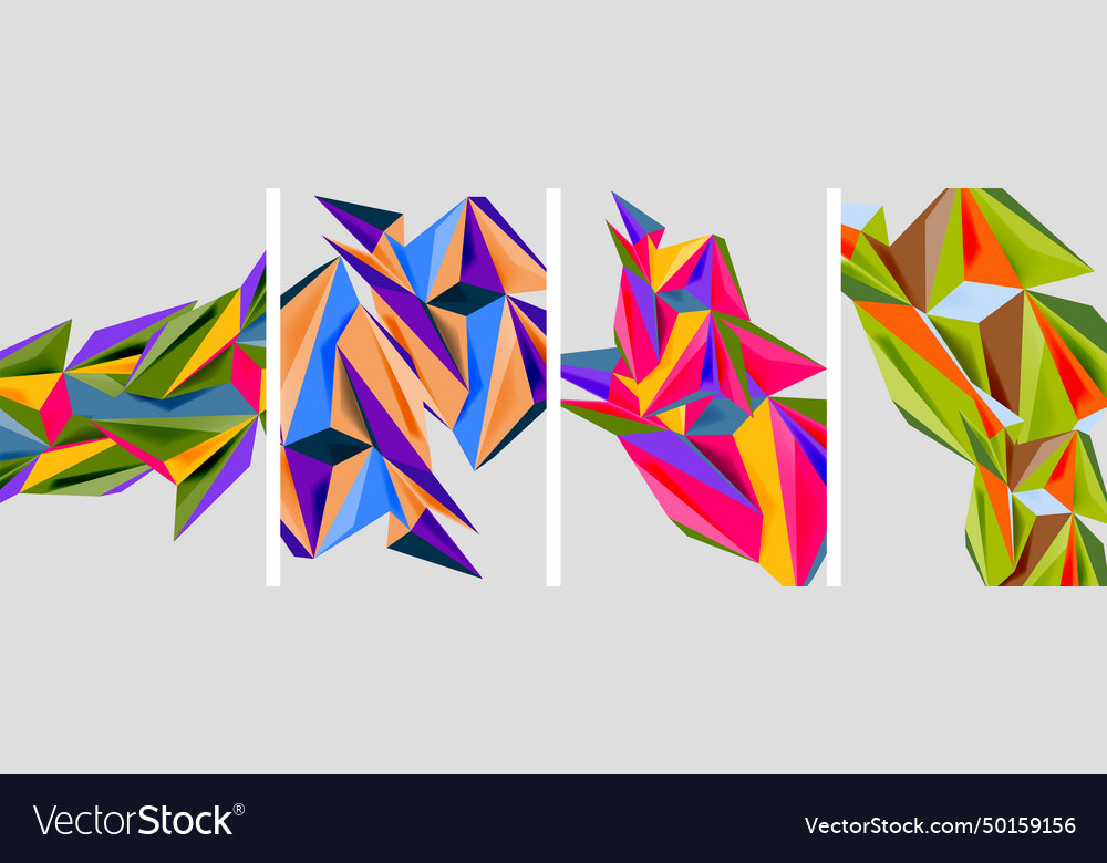 Set of mosaic triangle pattern abstract posters