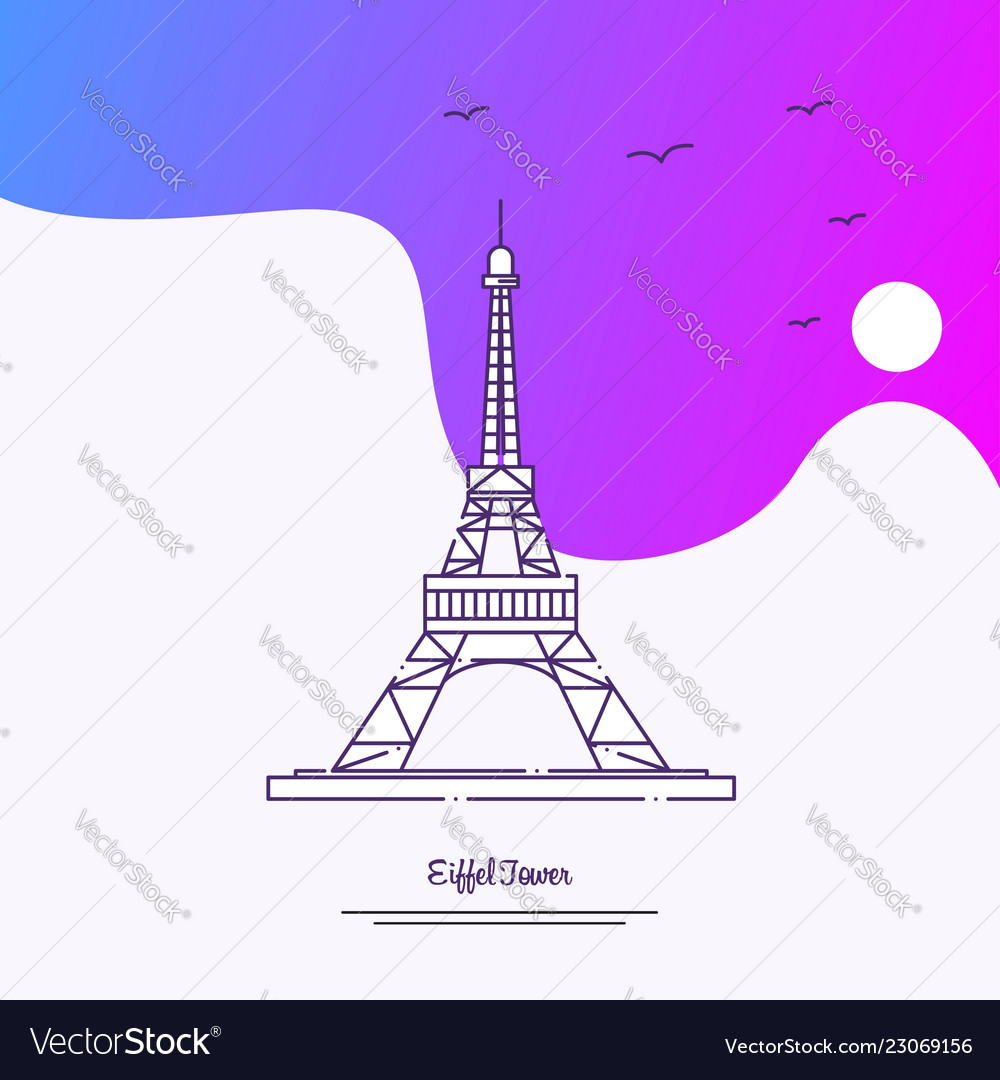 travel eiffel tower poster template purple vector image