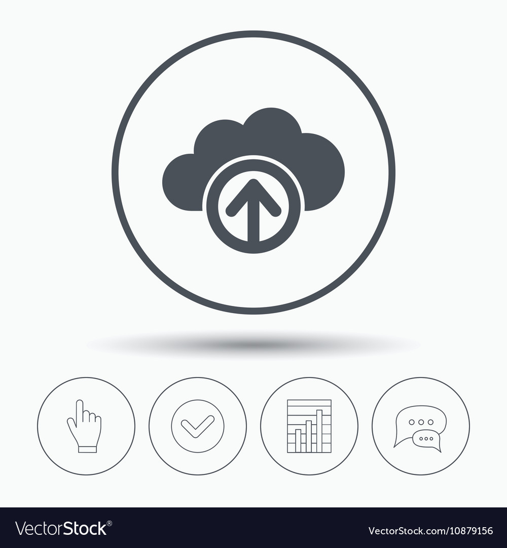 Upload from cloud icon data storage sign