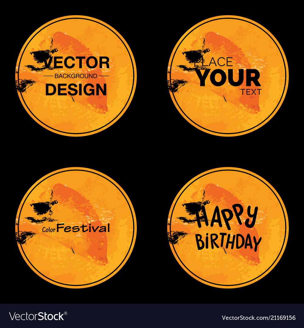 Watercolor circle background set with text