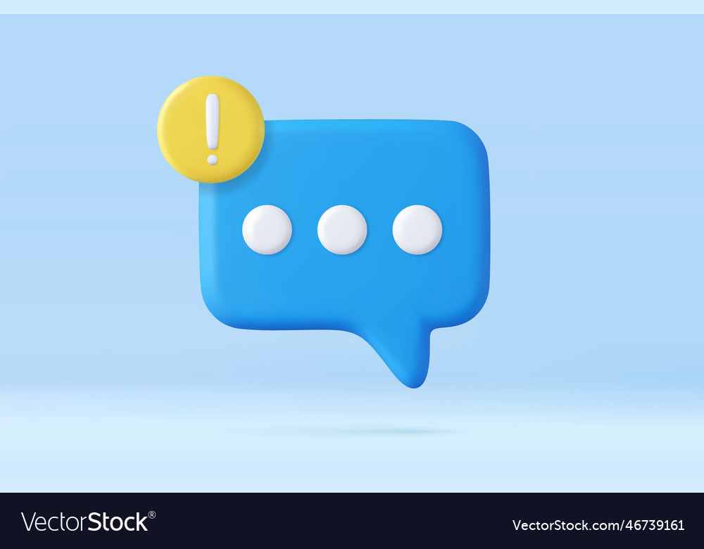 3d speech bubble with alert notification i