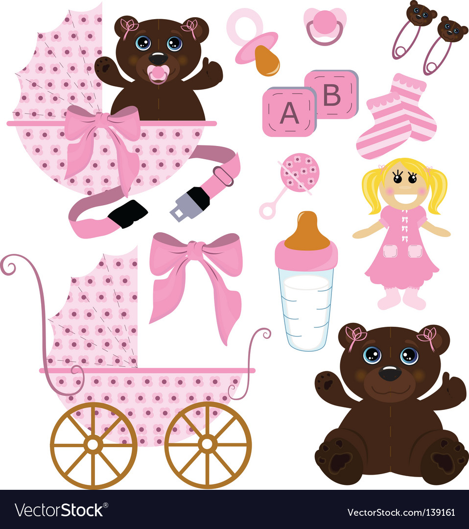 Download Baby girl stuff Royalty Free Vector Image - VectorStock