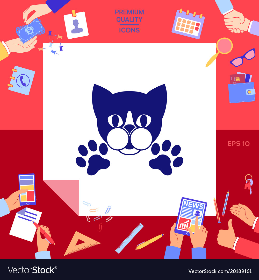 Cut cat with paws - logo symbol protect sign