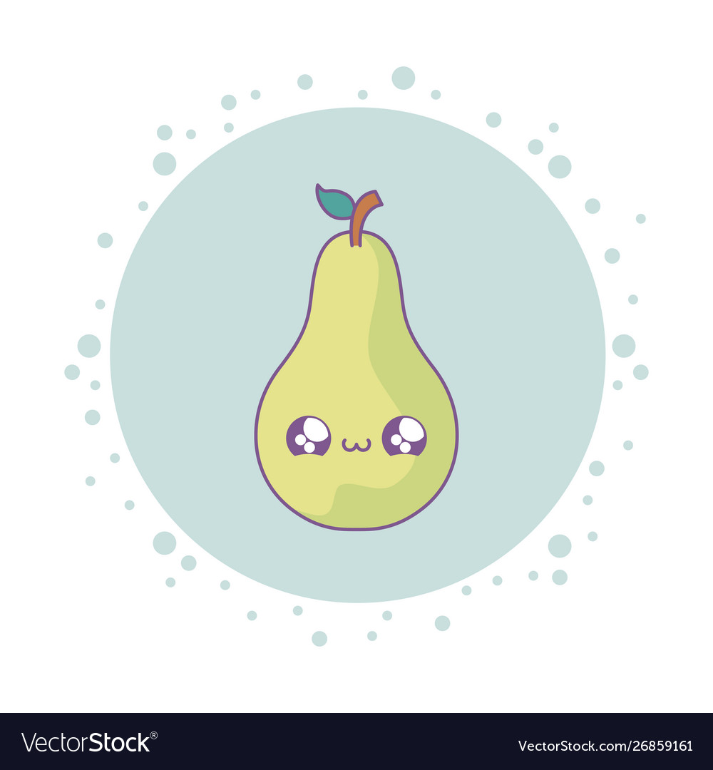 Cute fresh pear fruit kawaii style