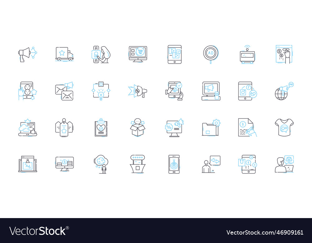 Data analytics linear icons set insight vector image Data analytics linear icons set insight