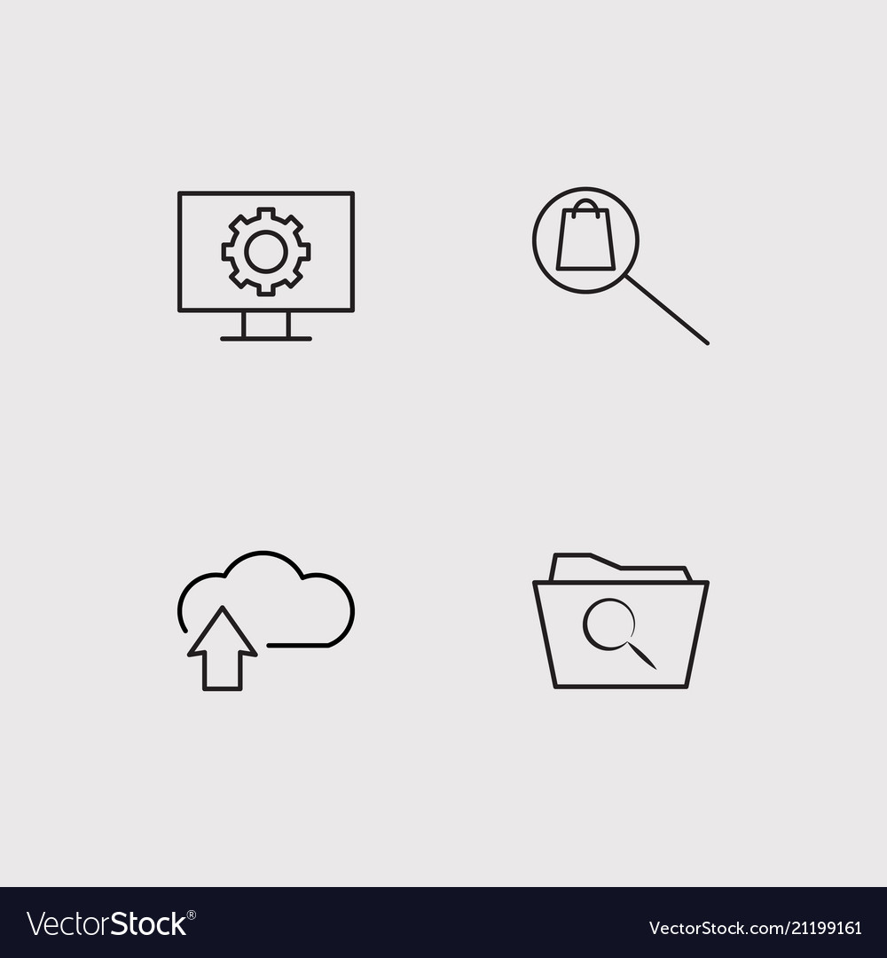Data analytics simple linear icons set outlined