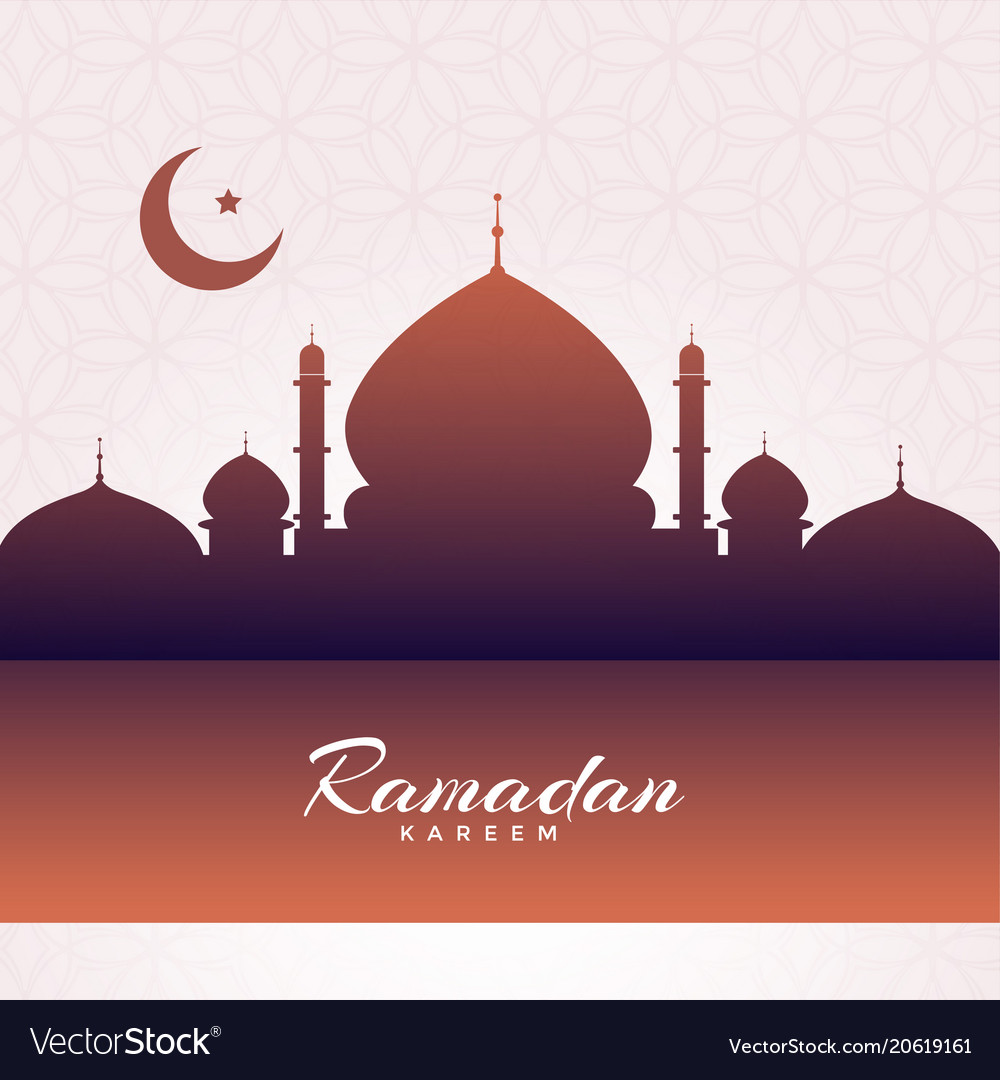 Eid Mubarak Mosque Silhouette Background Vector Image