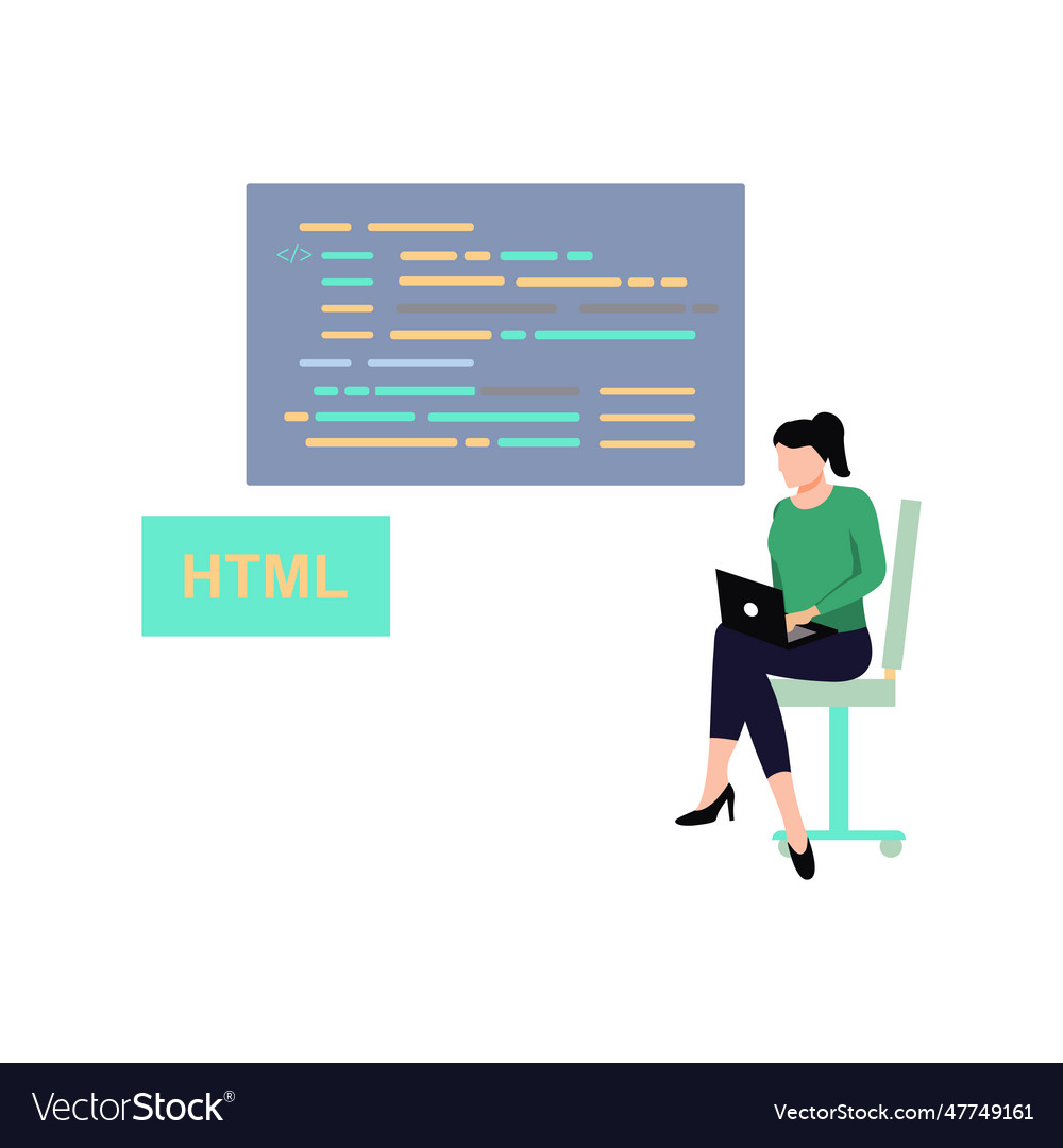 Girl is coding html