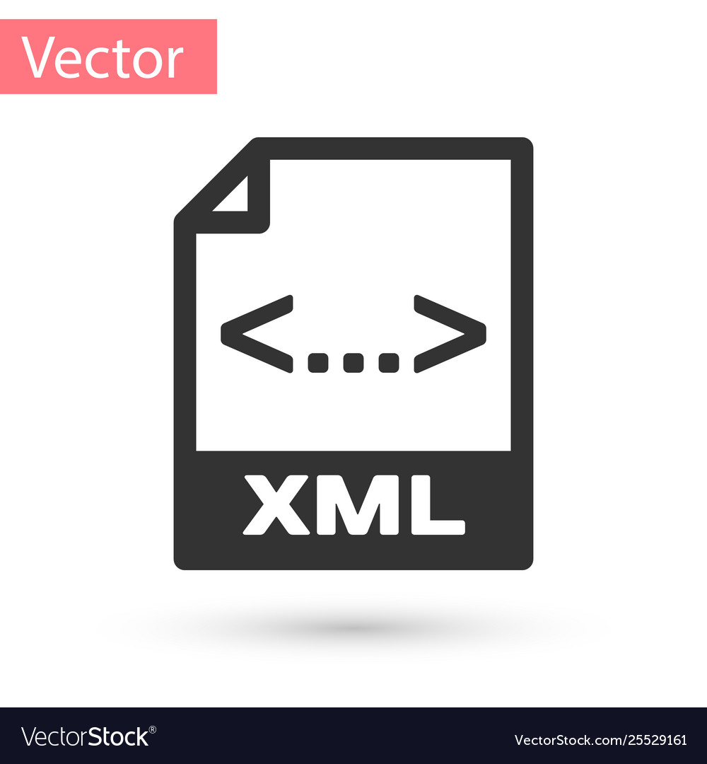 Grey xml file document icon download button vector image Grey xml file document icon download button