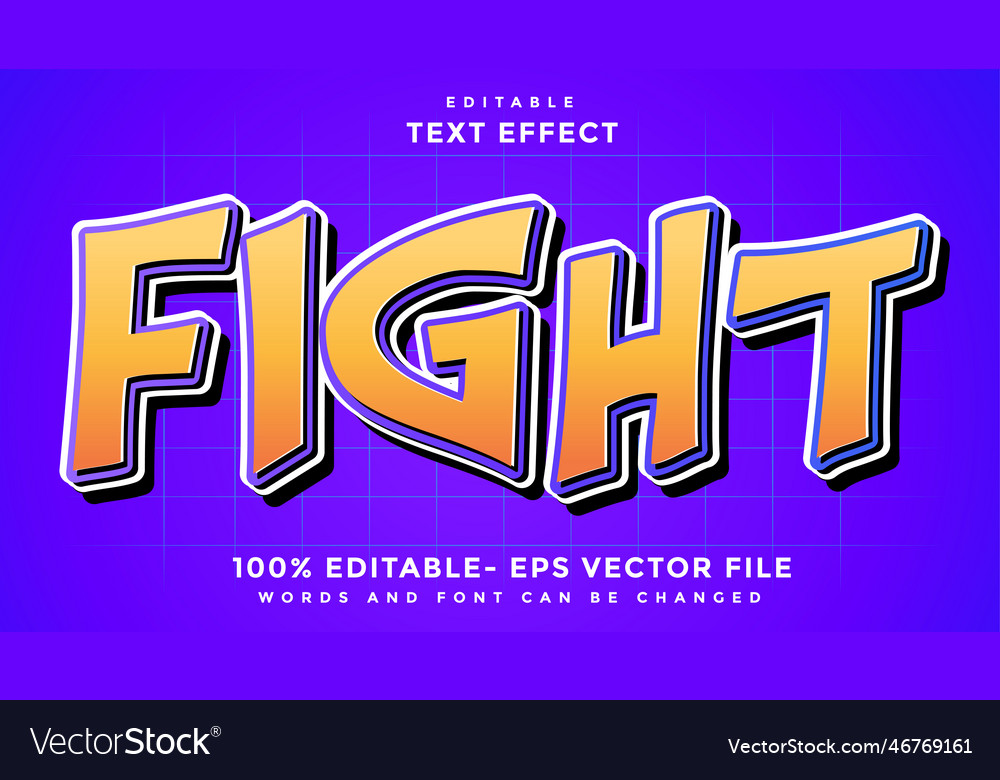 Minimal gradient word fight editable text effect vector image Minimal gradient word fight editable text effect