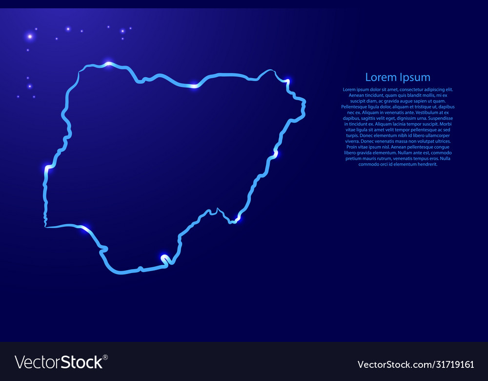 Nigeria map from contour classic blue color