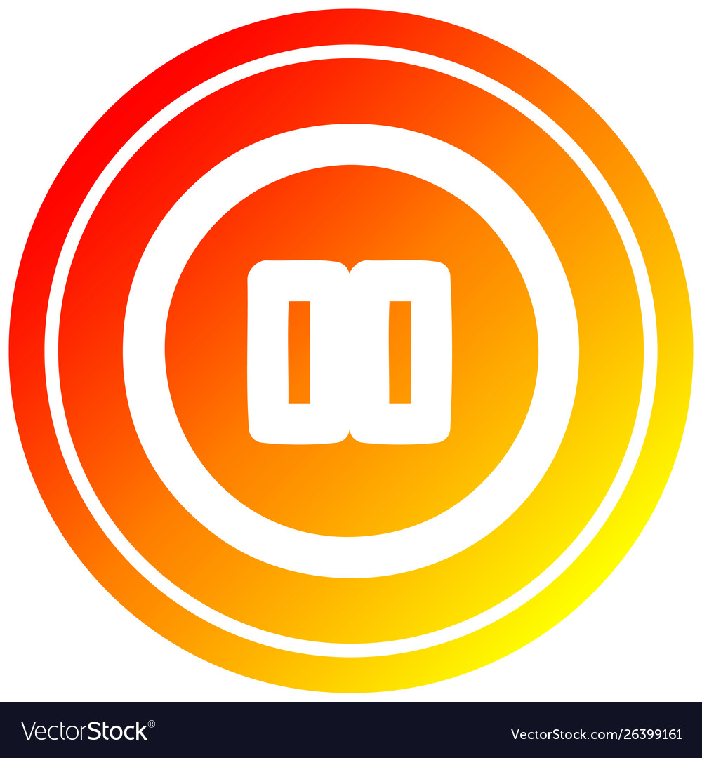Pause button circular in hot gradient spectrum