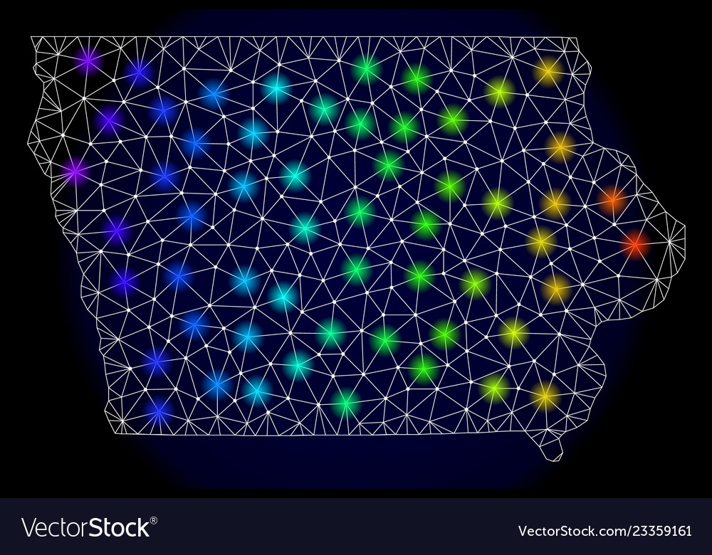 Polygonal 2d mesh map of iowa state with colorful vector image Polygonal 2d mesh map of iowa state with colorful