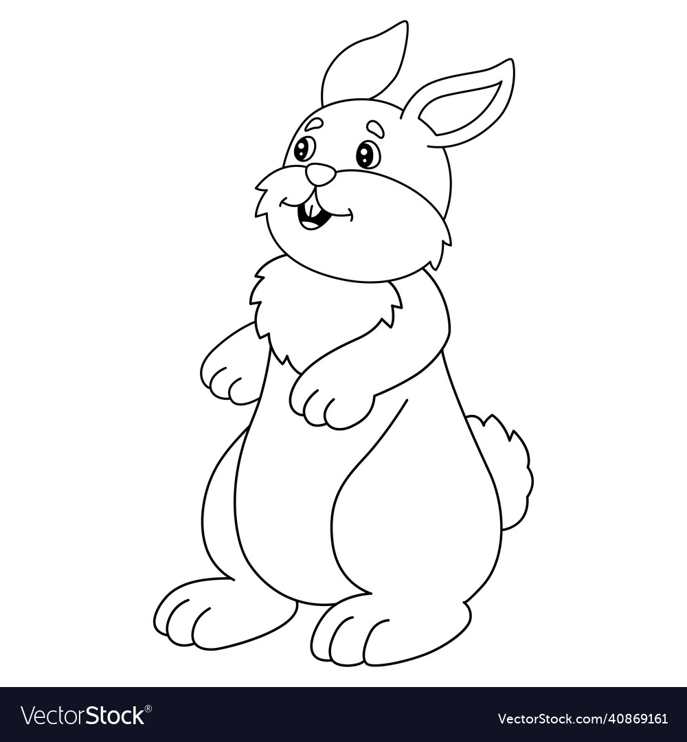 Rabbit coloring page isolated for kids Royalty Free Vector