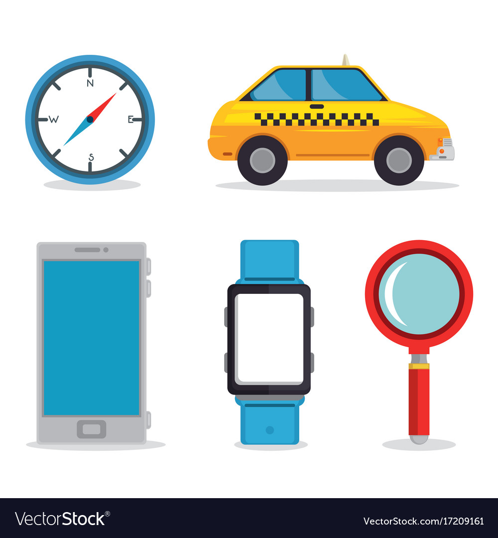 Set of gps navigation elements