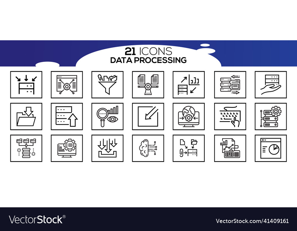 Simple set of data analysis related line icons