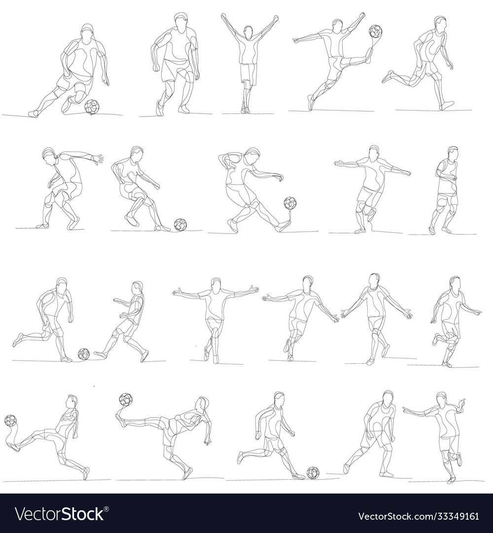 Sketch with line a running man soccer player