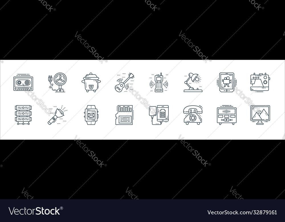 Technology devices line icons linear set quality