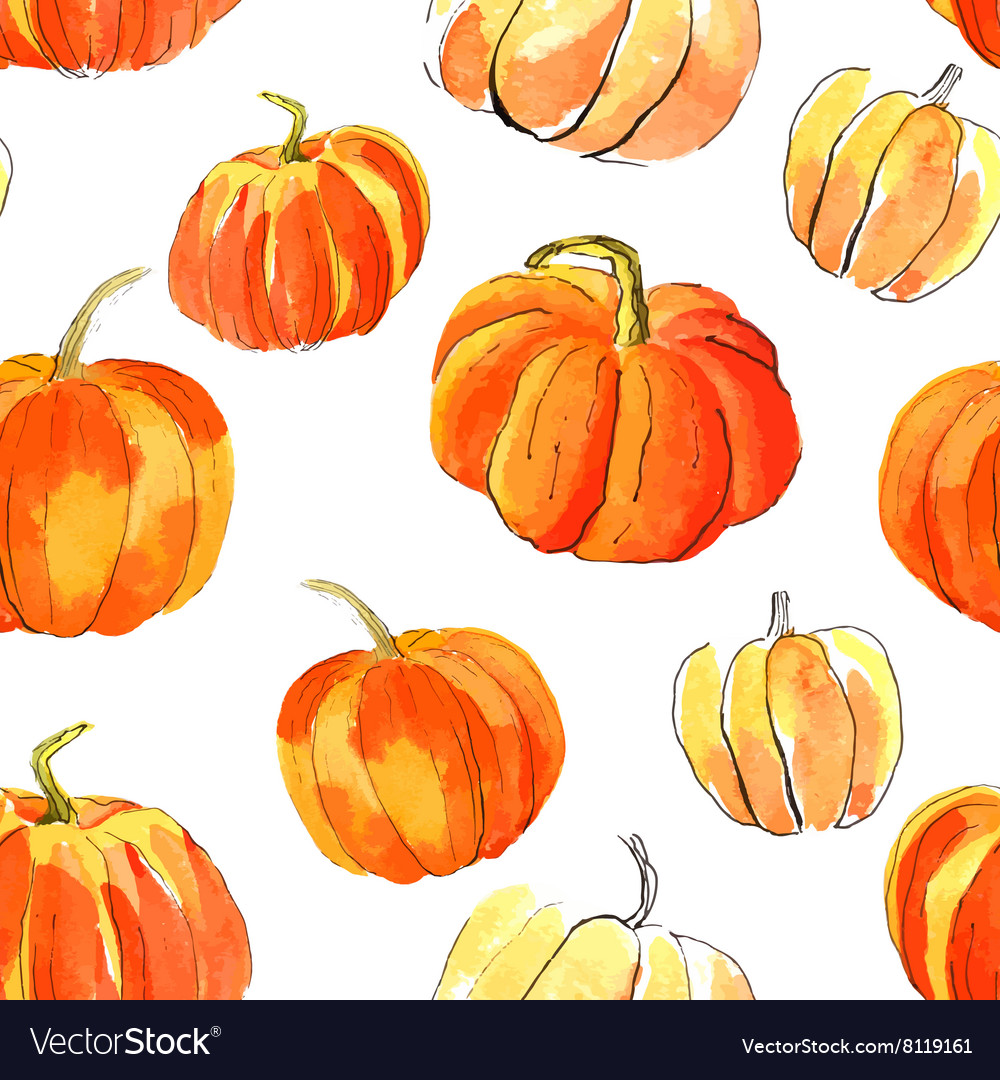 Watercolor halloween of pumpkins Royalty Free Vector Image