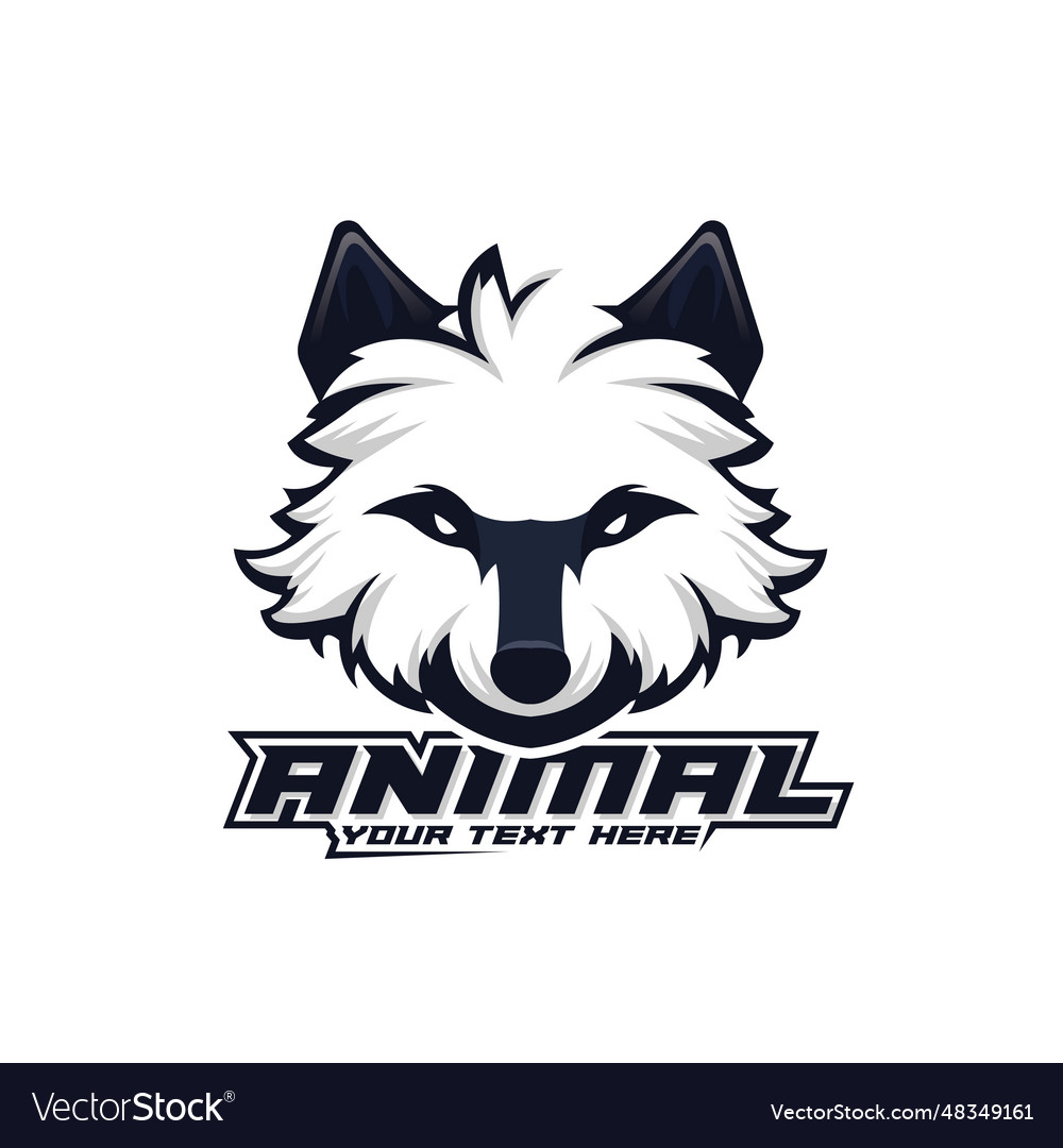 White fox mascot esport logo design Royalty Free Vector